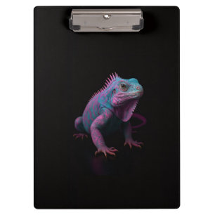 Porte-bloc noir 4 Luxe, Iguane rose tropical