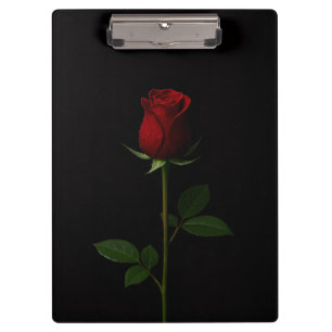 Porte-bloc noir 4 Luxe, Rose rouge en velours