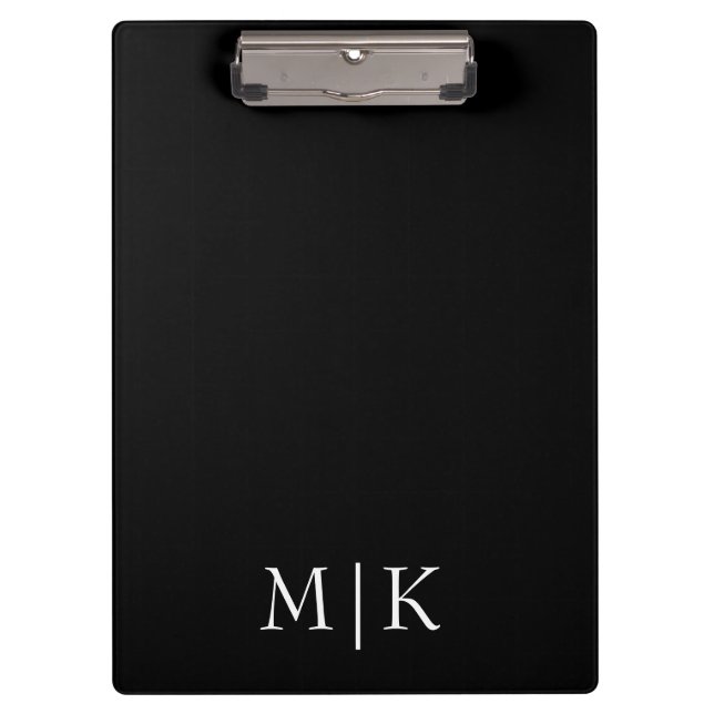 Porte-bloc Noir et blanc | Monogramme moderne (Devant)