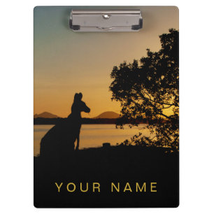 Porte-bloc Noir & Gold Sunset Silhouette Kangaroo Australie