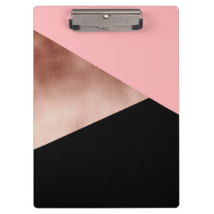 Porte-bloc noir rose géométrique moderne élégant de rose 
