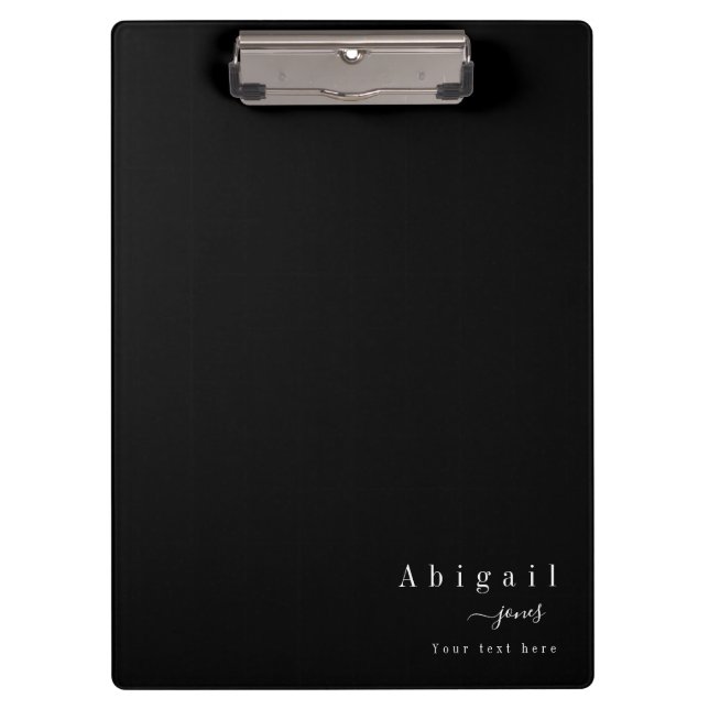 Porte-bloc Noir Simple Nom de script Moderne personnalisé (Devant)