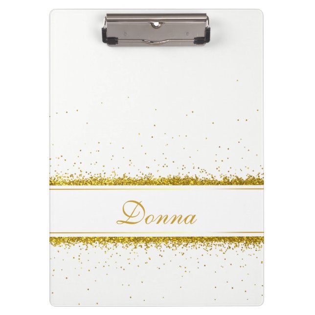 Porte-bloc Nom de confettis de parties scintillantes d'or - (Devant)