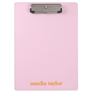 Porte-bloc Nom d'enseignant personnalisé rose et orange