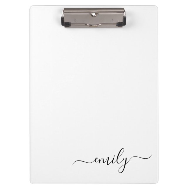 Porte-bloc Nom du monogramme blanc noir moderne (Devant)