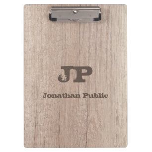 Porte-bloc Nom du texte en bois dénudé Monogramme