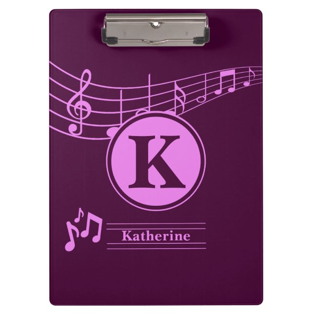Porte-bloc Nom élégant personnalisé Monogram Letter Music Sch (Devant)
