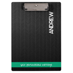 Porte-bloc Nom et message personnalisés Noir moderne personna