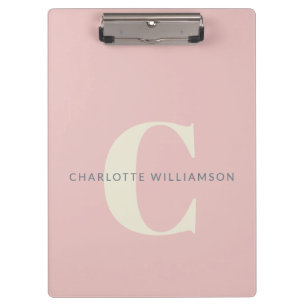 Porte-bloc Nom Monogrammé Élégant Rose Pâle Professionnel