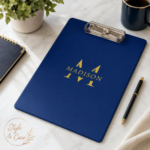 Porte-bloc Nom personnalisé avec monogramme Navy Professionne