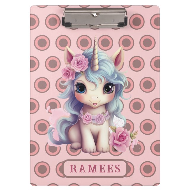 Porte-bloc Nom personnalisé Fairy Baby Unicorn Sparkling (Devant)