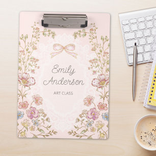 Porte-bloc Nom personnalisé Joli esthétique floral vintage