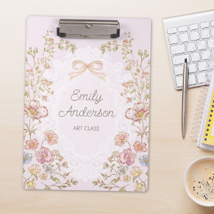 Porte-bloc Nom personnalisé Joli esthétique floral vintage
