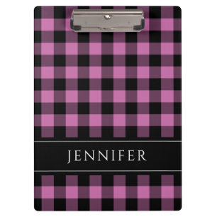 Porte-bloc Nom Pink & Black Checks Plaid En vichy Motif
