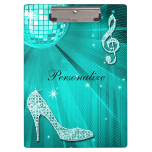 Porte-bloc Note de musique sarcelle scintillante et talon aig