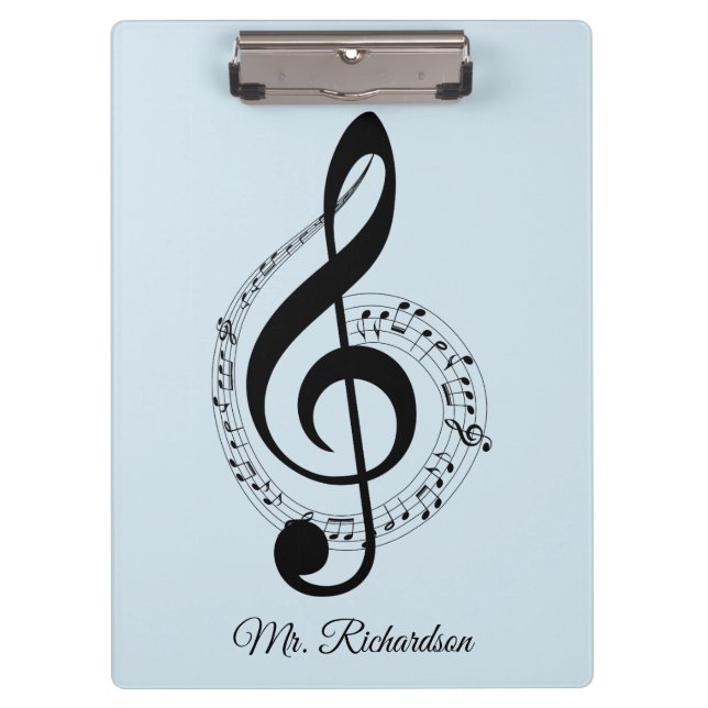 Porte-bloc Notes de musique bleue Porte - bloc personnalisé (Devant)