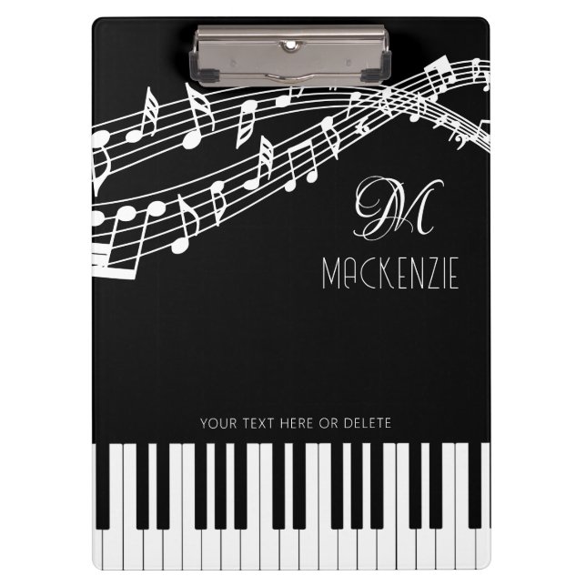Porte-bloc Notes de musique Piano Monogramme Nom (Devant)