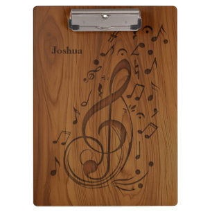 Porte-bloc Notes musicales de Clé Débossé 3D sur le bois