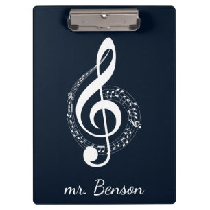 Porte-bloc Notes musicales de Navy Blue Modern