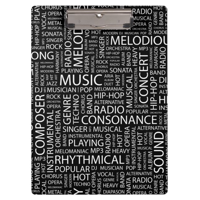 Porte-bloc Nuage de mot de motif de MUSIQUE (Devant)