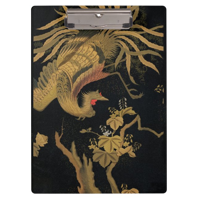 Porte-bloc Oiseau de coq d'or Classique japonais Antique (Devant)