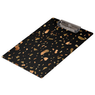 Porte-bloc Or de cuivre sur pierre noire Terrazzo
