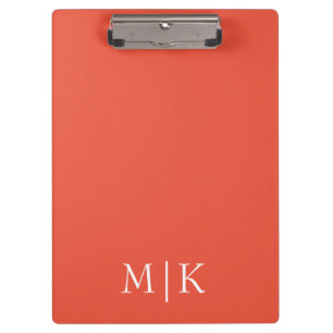 Porte-bloc Orange et blanc Monogramme moderne