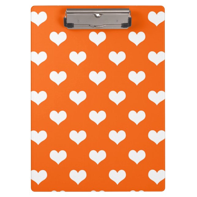 Porte-bloc Orange White Love Heart Motif Design (Devant)