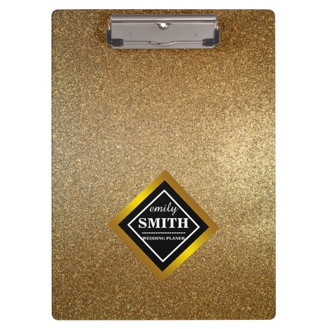 Porte-bloc Paillettes dorées Faux Feuille Personnalisé (Devant)