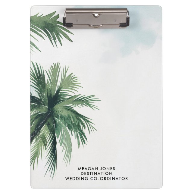 Porte-bloc palmiers tropicaux coordonnateur mariage d'été (Devant)