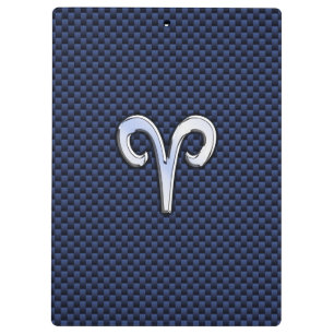 Porte-bloc Panneau Zodiac Silver Aries Bleu Carbone Fibres Im