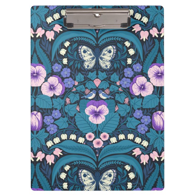 Porte-bloc Pansies, oiseaux et papillons (Devant)