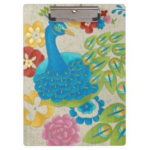 Porte-bloc Paon et fleurs colorés