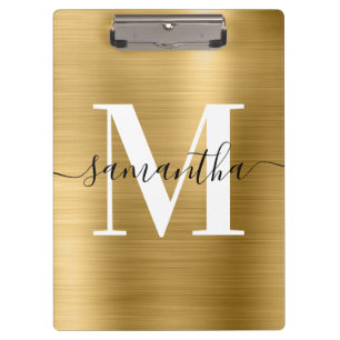 Porte-bloc Papier alu Signature Monogramme Doré Brillance