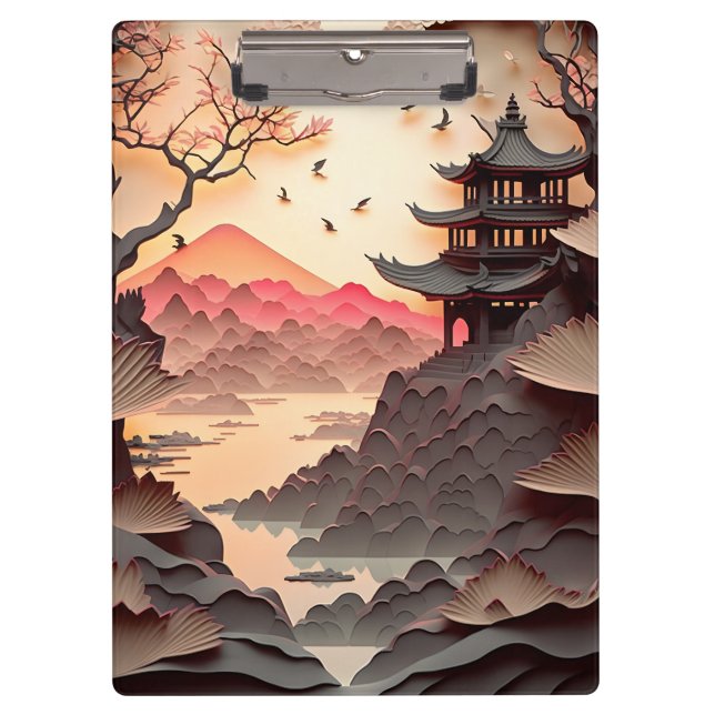 Porte-bloc Papier de scène chinois ancien coupé Porte - bloc  (Devant)
