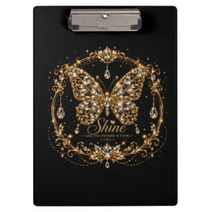 Porte-bloc Papillon de cristal doré Brille Art de joaillerie