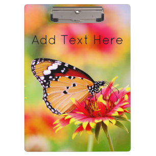 Porte-bloc Papillon Monarque sur Fleur Rouge et Jaune