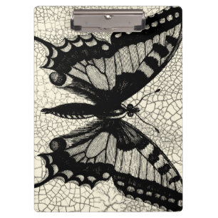 Porte-bloc Papillon noir et blanc sur Arrière - plan fissuré
