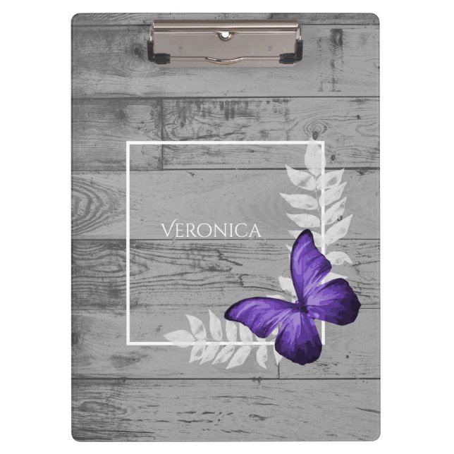 Porte-bloc Papillon violet Porte - bloc rustique (Devant)
