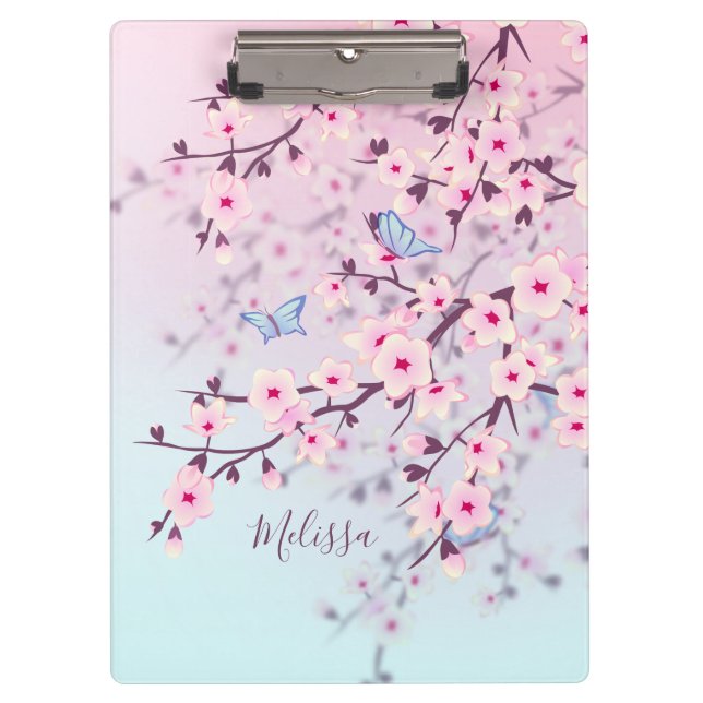 Porte-bloc Papillons en fleurs de cerisier Illustration (Devant)