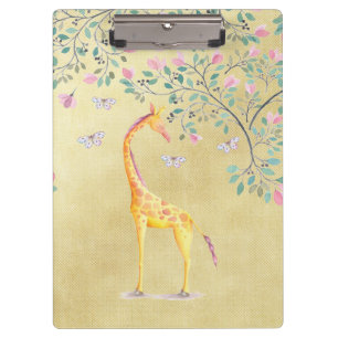 Porte-bloc Papillons et fleur de girafe d'aquarelle