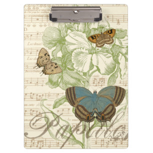 Porte-bloc Papillons sur Partition avec Design Floral