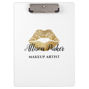 Porte-bloc Parties scintillant d'or Kiss Lips maquillage Arti