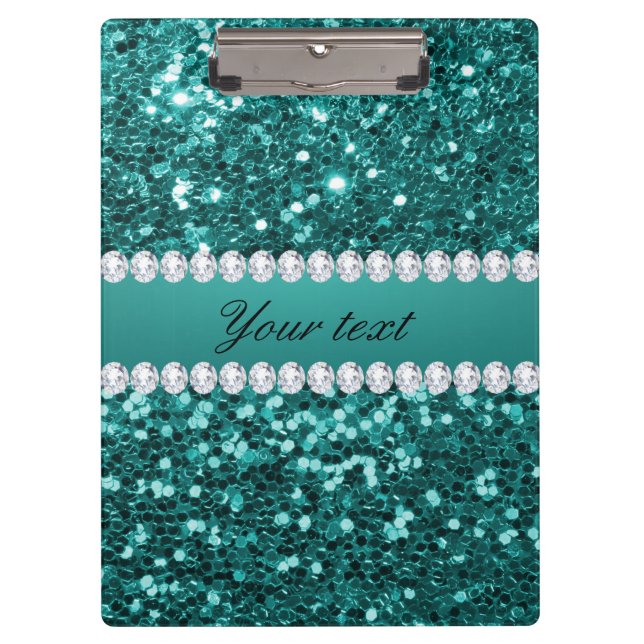 Porte-bloc Parties scintillant et diamants Turquoises chic (Devant)