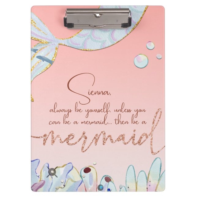 Porte-bloc Parties scintillant Pastel personnalisée "Be a Mer (Devant)