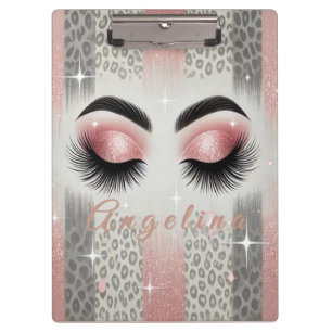 Porte-bloc Parties scintillant rose chic cils léopard