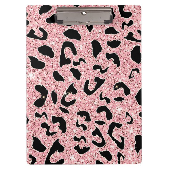 PORTE-BLOC PARTIES SCINTILLANT ROSE LEOPARD (Devant)
