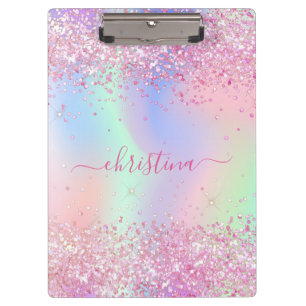 Porte-bloc Parties scintillant rose violet nom holographique