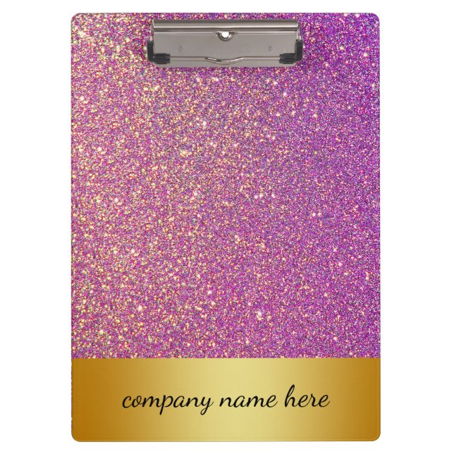 Porte-bloc Parties scintillant rose violet personnalisée Faux (Devant)