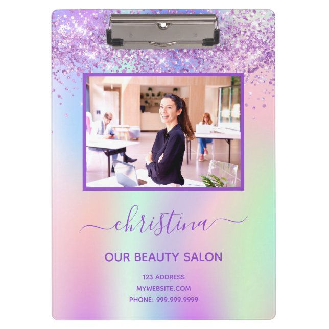 Porte-bloc Parties scintillant rose violet salon de beauté ph (Devant)